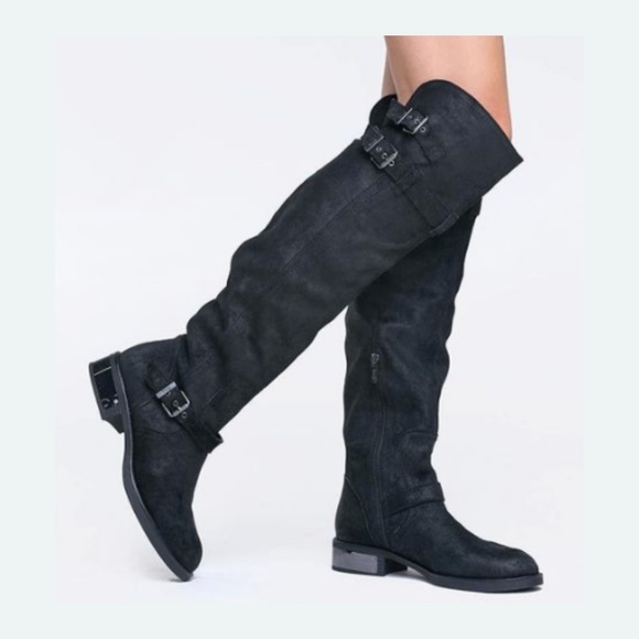 Sam Edelman Shoes - Sam Edelman Reilly Over the Knee Blk Suede Sz 7.5